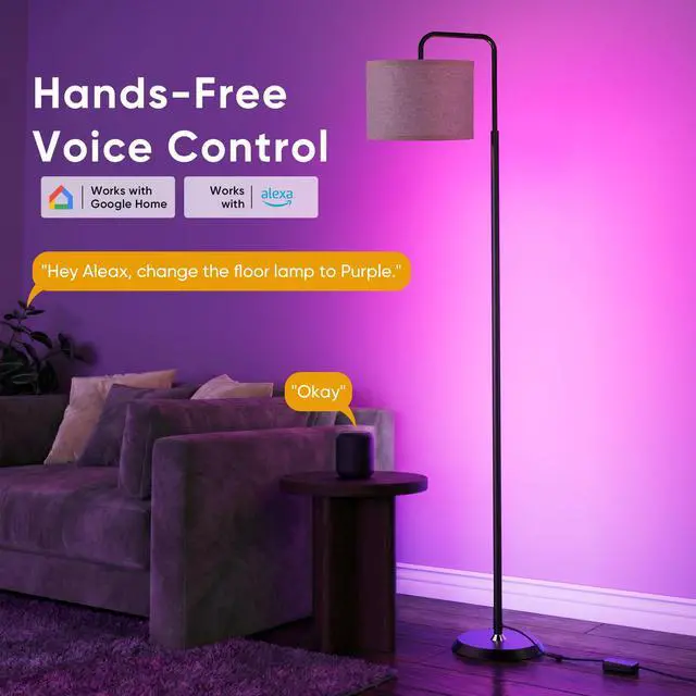 Alt view image 5 of 7 - Smart LED Floor Lamp with APP Control & RGB Colors - 69'' Dimmable Standing Lamp for Living Room Bedroom,12W Bulb Included Timer