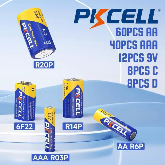 Alt view image 2 of 6 - 128 Counts Batteries Combo Pack, 60-Count AA Batteries, 40-Counts AAA Batteries, 8-Counts C Batteries, 8-Counts D Batteries and 12-Counts 9V Batteries for Household Electronics