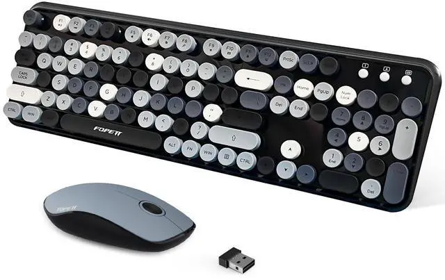 Main image of 2.4GHz Wireless Keyboard and Mouse Set with Switch Button - Full-Size Keyboard - Compatible for Windows/Laptop/PC/Notebook/Smart TV and More - Grey Colorful