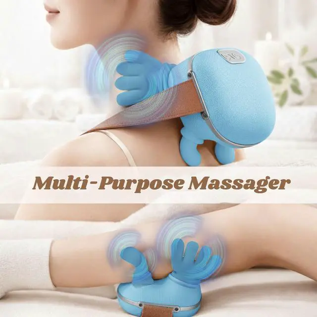 Alt view image 3 of 6 - Neck & Shoulder Massager with Heat, Deep Tissue Shiatsu with Bionic Palm 4D Kneading, Simulated Human Hand Massage, 3 Adjustable Intensities, Portable Pain Relief for Home & Office