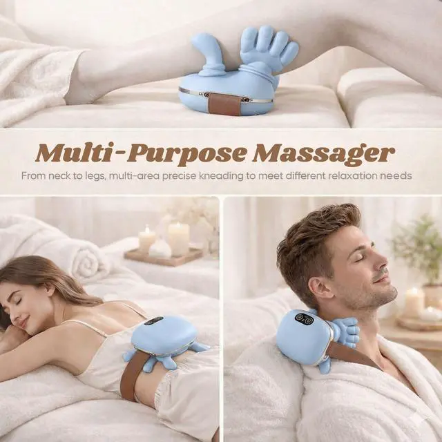 Alt view image 4 of 6 - Neck & Shoulder Massager with Heat, Deep Tissue Shiatsu with Bionic Palm 4D Kneading, Simulated Human Hand Massage, 3 Adjustable Intensities, Portable Pain Relief for Home & Office
