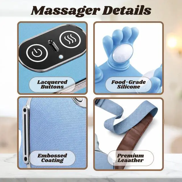 Alt view image 2 of 6 - Neck & Shoulder Massager with Heat, Deep Tissue Shiatsu with Bionic Palm 4D Kneading, Simulated Human Hand Massage, 3 Adjustable Intensities, Portable Pain Relief for Home & Office