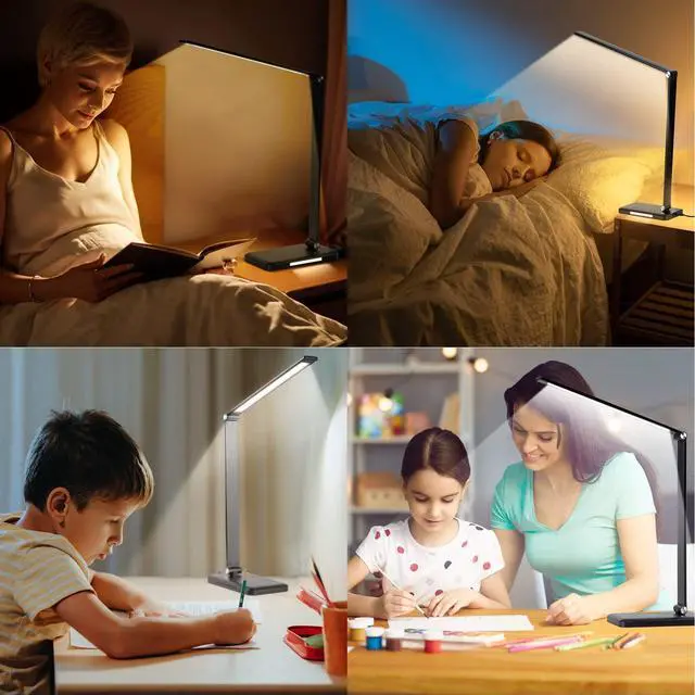 Alt view image 5 of 5 - LED Desk Lamp with Night Light, Fast Wireless Charger, USB Charging Port, 10 Brightness, 5 Color Modes, Dimmable Bedside Table Lamp for Bedroom, Touch Control, Auto Timer, 1200Lux Super Bright