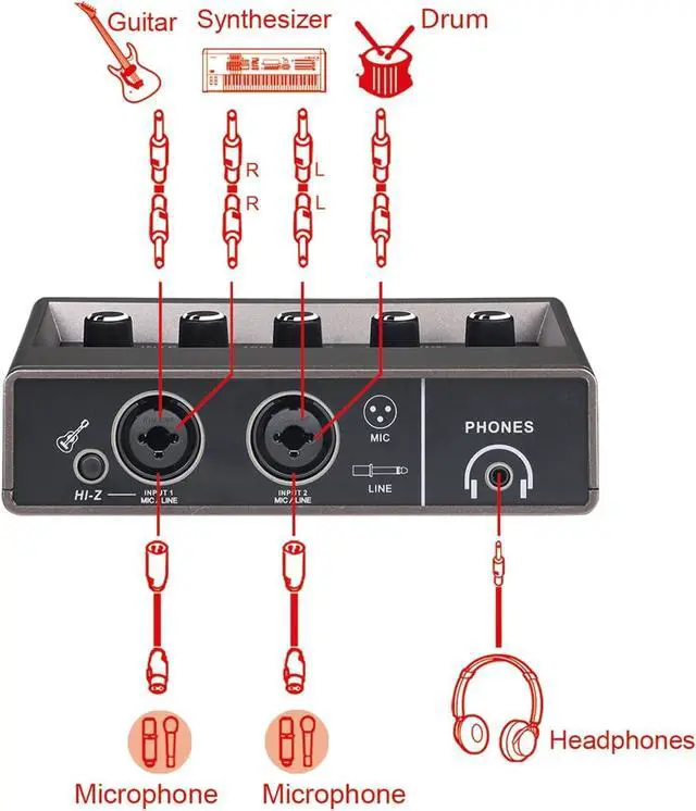 Alt view image 6 of 7 - USB Audio Interface for PC with Touch Model, XLR Inputs with Preamps 16 bit/48 kHz Phantom Power XLR 48V Audio Interface for Recording Music, Live Streaming and Podcasting Recording
