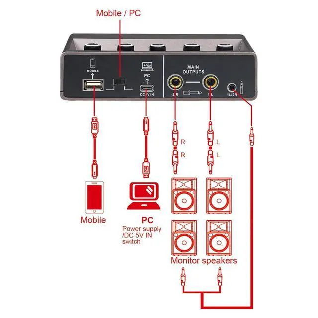 Alt view image 7 of 7 - USB Audio Interface for PC with Touch Model, XLR Inputs with Preamps 16 bit/48 kHz Phantom Power XLR 48V Audio Interface for Recording Music, Live Streaming and Podcasting Recording