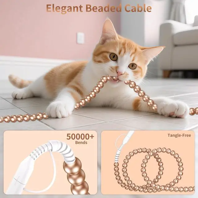 Alt view image 7 of 7 - for iPhone 17 16 Pro Charger Cord 4 in 1 USB C Charger Cable 3FT Multi Beaded Phone Charger Cord USB Fast Charging Cable for iPhone 15 14 13 12 MacBook iPad, for Samsung Galaxy S25 S24 Gold