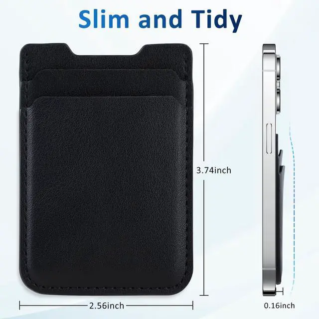 Alt view image 2 of 6 - 2Pack Phone Wallet Stick on, Card Holder for Back of Phone Case, Leather Credit Card Holder for Cell Phone Sticky Wallet Double Pocket Sticker for iPhone, Android, Samsung-Black