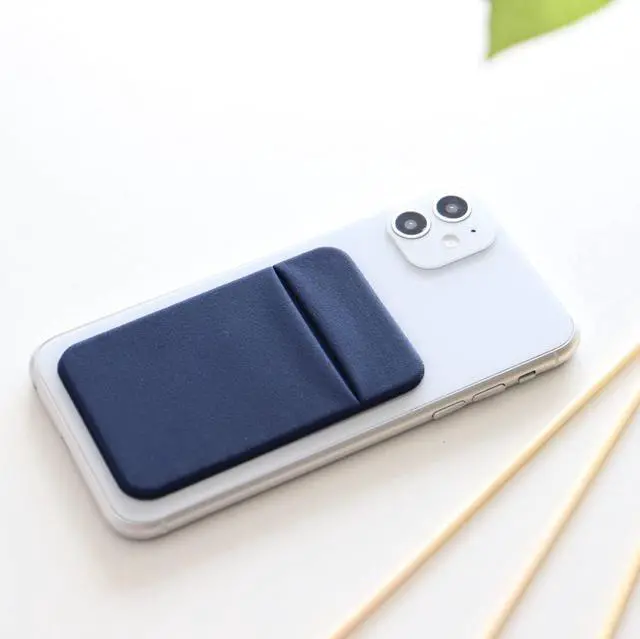Alt view image 7 of 7 - 3Pack Cell Phone Card Holder Pocket for Back of Phone,Stretchy Stick on Wallet Credit Card ID Case Pouch Sleeve Self Adhesive Sticker with Flap for iPhone Samsung Galaxy-2Black+1Navy Blue