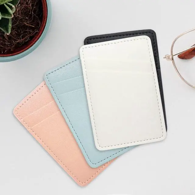 Alt view image 6 of 7 - Phone Wallet Stick On, Leather Phone Card Holder, Credit Card Holder for Phone Case Compatible with iPhone, Samsung and Android - White, Blue