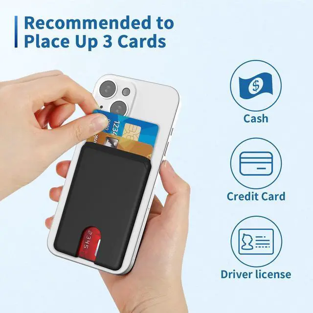 Alt view image 3 of 6 - Phone Card Holder, Silicone Anti Slip Out Phone Wallet Stick On Credit Card Holder, Id Card Pouch Compatible for iPhone 13/12 Pro Max Samsung Galaxy Smartphone, 3 Pack (Black)