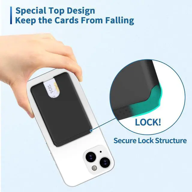 Alt view image 4 of 6 - Phone Card Holder, Silicone Anti Slip Out Phone Wallet Stick On Credit Card Holder, Id Card Pouch Compatible for iPhone 13/12 Pro Max Samsung Galaxy Smartphone, 3 Pack (Black)