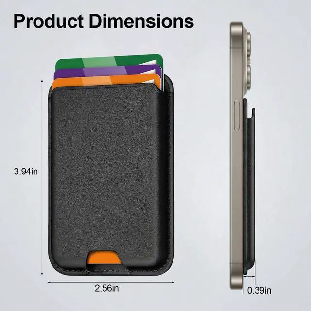 Alt view image 3 of 7 - Magnetic RFID Leather Phone Wallet, Strong Magnet Card Holder Stick On For iPhone 17/16/15/14/13/12 Series, Fits 3 Cards