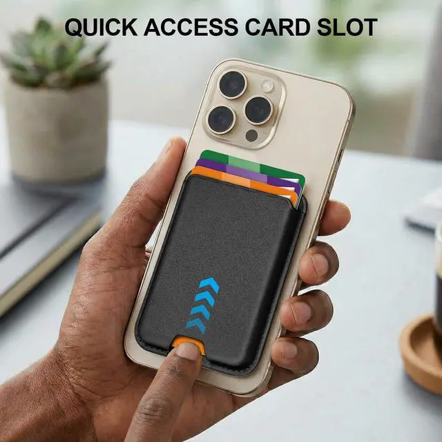 Alt view image 5 of 7 - Magnetic RFID Leather Phone Wallet, Strong Magnet Card Holder Stick On For iPhone 17/16/15/14/13/12 Series, Fits 3 Cards