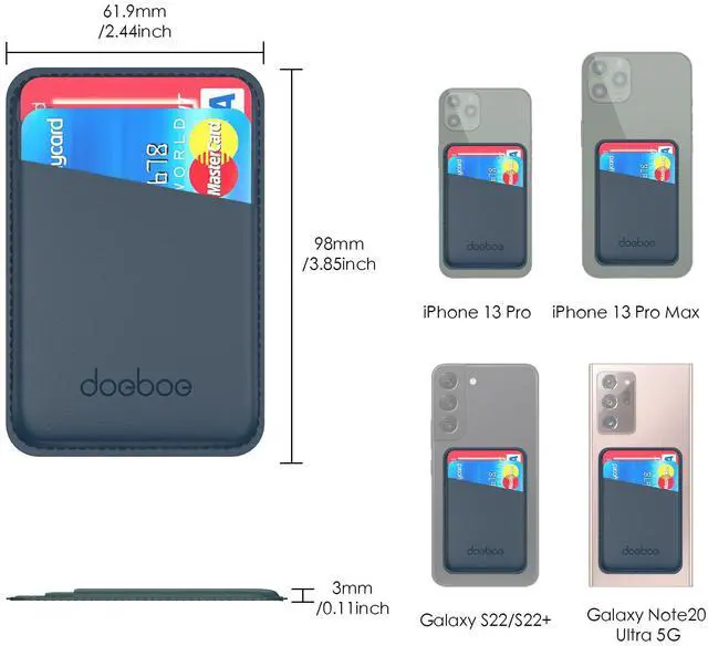 Alt view image 3 of 7 - Leather Phone Card Holder for Back of Phone, Strongly Adhesive Wallet Sleeve, for All Smartphones(Green)