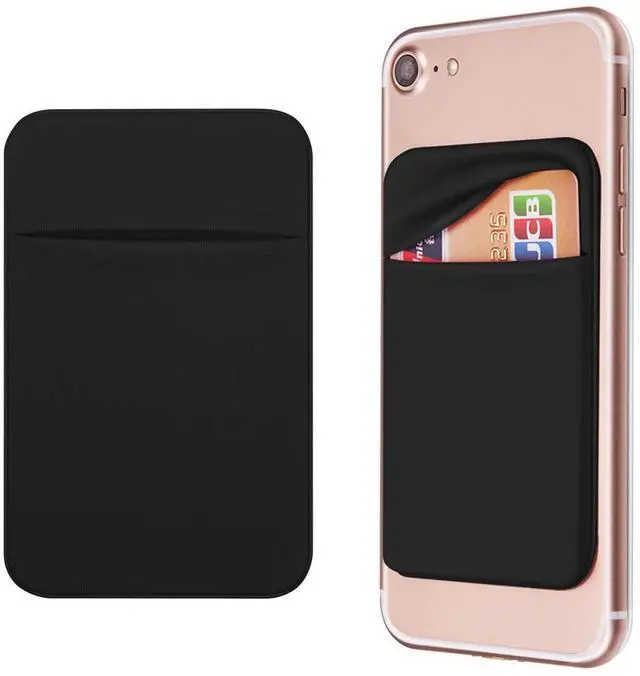 Main image of Cell Phone Pocket Self Adhesive Card Holder Stick On Wallet Sleeve with Adhesive ID Credit Card ATM Card Holder for iPhone Android 2 PACK BLACK
