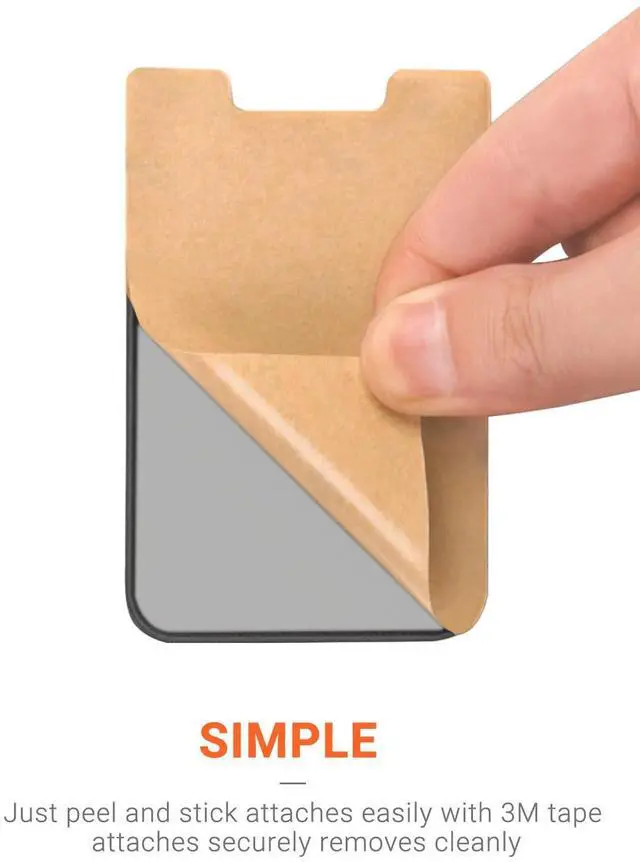 Alt view image 5 of 7 - Cell Phone Pocket Self Adhesive Card Holder Stick On Wallet Sleeve with Adhesive ID Credit Card ATM Card Holder for iPhone Android 2 PACK BLACK