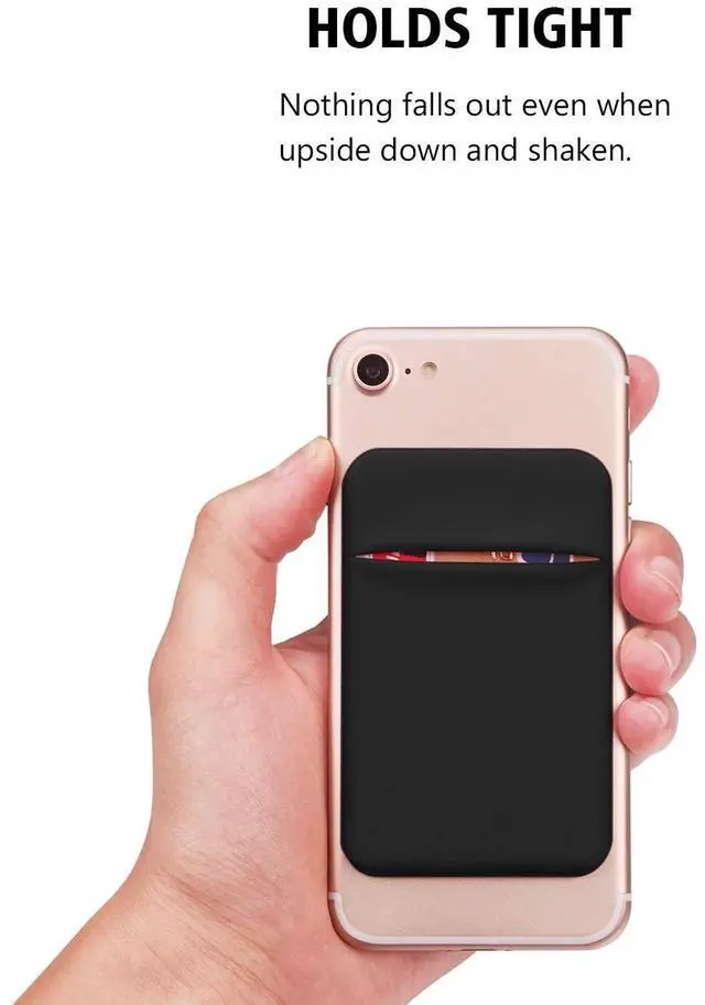 Alt view image 4 of 7 - Cell Phone Pocket Self Adhesive Card Holder Stick On Wallet Sleeve with Adhesive ID Credit Card ATM Card Holder for iPhone Android 2 PACK BLACK