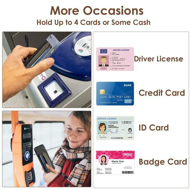 Alt view image 5 of 7 - Cell Phone Card Holder Pouch Self-Adhesive Phone Kickstand with Elastic Band Stick on Wallet Card Holder for Back of Phone Case Leather ID Card Holder Sleeve Pouch Credit Card Grip Holder(Black)