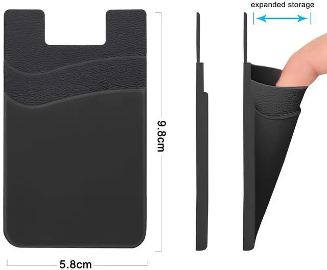Alt view image 5 of 7 - Card Holder for Back of Phone, Cell Phone Wallet Stick-on Credit Card Sleeve Pocket Silicone Pouch Compatible for iPhone, Samsung Galaxy and Most SamrtPhones 4 Pack
