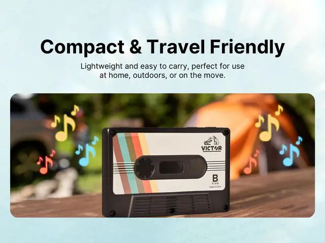 Alt view image 3 of 7 - Cassette Bluetooth Speaker with TWS Pairing, FM Radio, Aux Input, Dual Speaker Mode, USB-C Rechargeable, Portable Retro Music Player