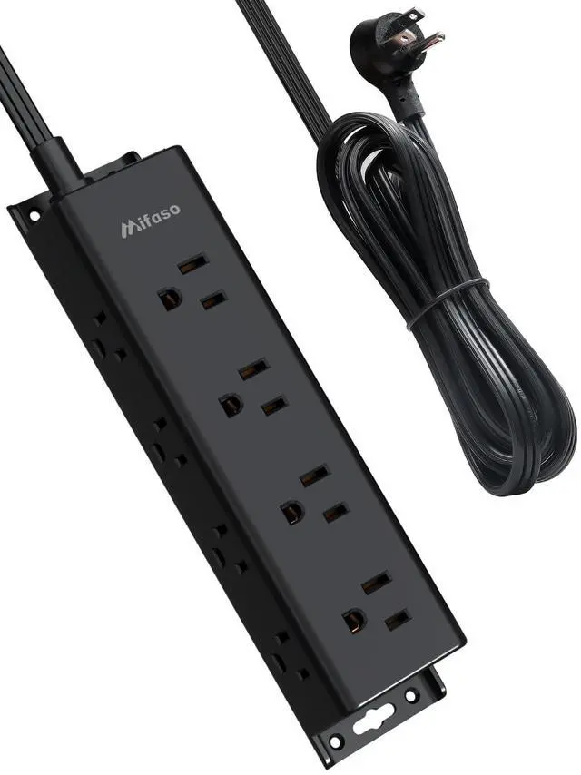 Main image of Surge Protector Power Strip - 12 Widely Spaced Multi Outlets, Wall Mount, 3 Side Outlet Extender with Extension Cord, Flat Plug, Overload Protection, Home Office Dorm Room Essentials (5FT, Black)