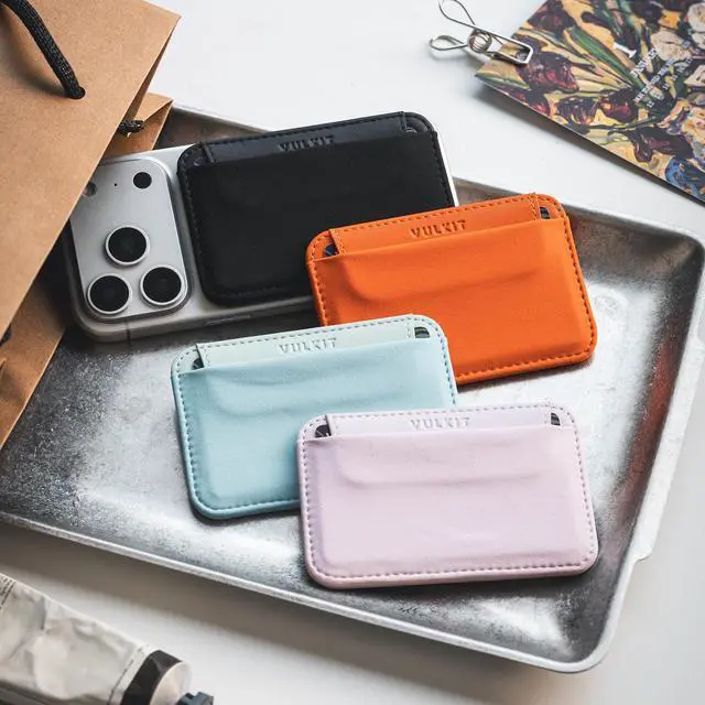 Alt view image 7 of 7 - Credit Card Holder for Phone case, Slim Adhesive Phone Wallet Stick On for Men & Women, Compatible with Most Cell Phones, Soft Lilac