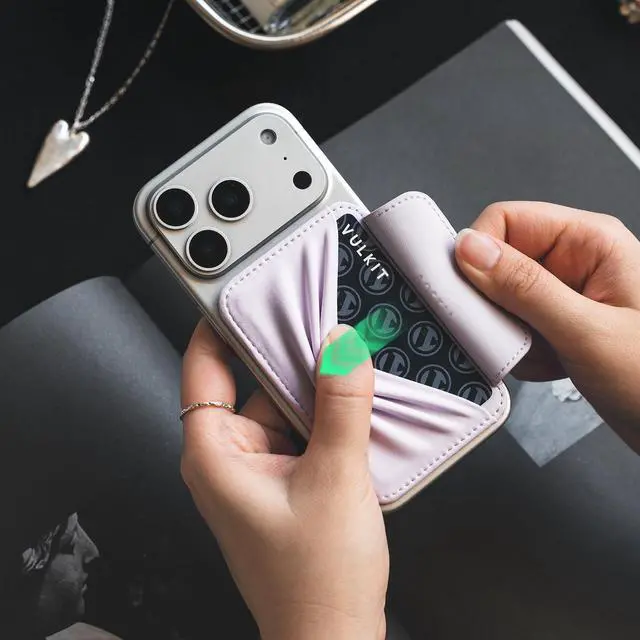 Alt view image 6 of 7 - Credit Card Holder for Phone case, Slim Adhesive Phone Wallet Stick On for Men & Women, Compatible with Most Cell Phones, Soft Lilac