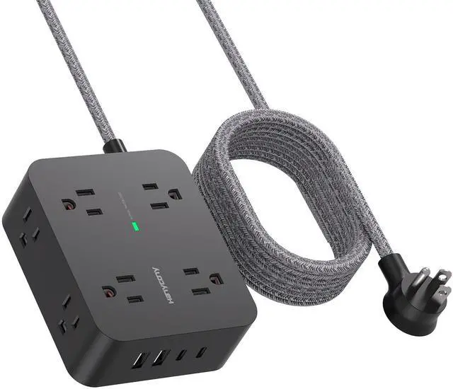 Main image of Power Strip Surge Protector 10 Ft Cord, HANYCONY Extension Cord Flat Plug with 8 Outlets 4 USB Ports(2 USB C), Wall Mount, Desk Charging Sation for Home Offcie