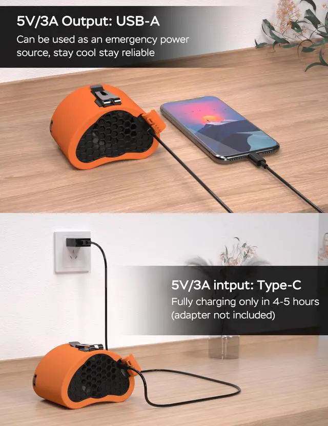 Alt view image 6 of 7 - Portable Waist Fan, 10000mAh Battery Operated, Rechargeable Clip On Belt, 10 Speed, 12000RPM Strong Airflow, Max 24H Working Time, Personal Shirt fan for Outdoor Work Jobsite Farms