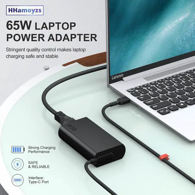 Alt view image 5 of 7 - 2026 New Slim 65W USB C Laptop Charger Compatible with Lenovo Thinkpad/Yoga 7i 9i L13 /Chromebook/ThinkBook 14 16 Type C Power Adapter
