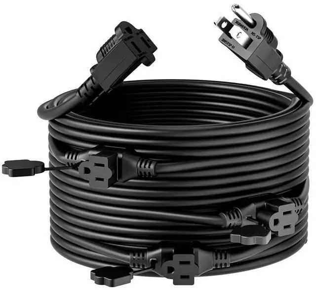 Main image of 25FT 16 Gauge 3 Prong Extension Cord,4 Socket Evenly-Spaced,Nema5-15P/Nema5-15R Male to Female Connector,Stage Back Lines Power Board,Multiple Cable for Party and Christmas Decoration ETL Listed