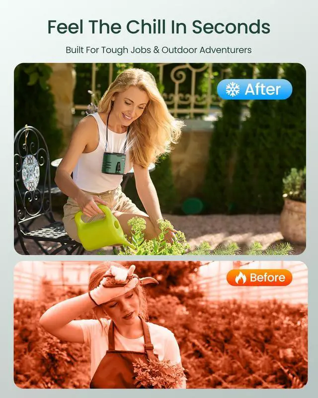 Alt view image 7 of 7 - Portable Waist Fan 10000mAh Rechargeable,Clip on Belt Fan With 10 Speeds 16000PRM Strong Airflow,Hands-Free Hanging Neck Fan,Long-Lasting Cooling for Camping,Hiking,Outdoor,Jobsite,Green