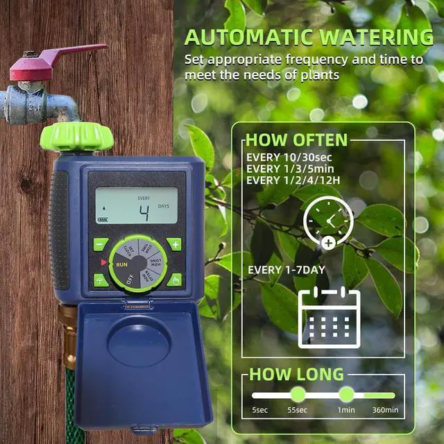 Alt view image 3 of 6 - Single Water Timer Garden Irrigation Controller Sprinkler Hose Timer with Big Dial&Large LCD Screen Automatic Electronic Solenoid Valve