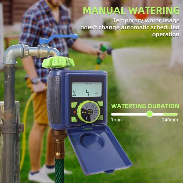 Alt view image 4 of 6 - Single Water Timer Garden Irrigation Controller Sprinkler Hose Timer with Big Dial&Large LCD Screen Automatic Electronic Solenoid Valve