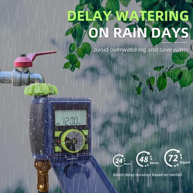 Alt view image 5 of 6 - Single Water Timer Garden Irrigation Controller Sprinkler Hose Timer with Big Dial&Large LCD Screen Automatic Electronic Solenoid Valve