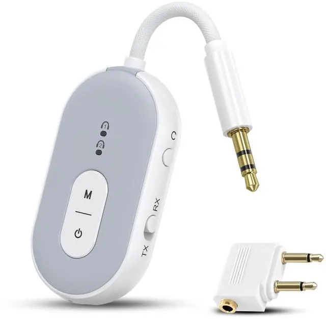 Main image of Bluetooth 5.3 Adapter for Airplane, Bluetooth Transmitter Receiver for 2 AirPods or BT Devices, Low Latency, Audio Adpater with 3.5mm Jack & RCA Cable for TV PC Gym Switch Car/Home Stereo