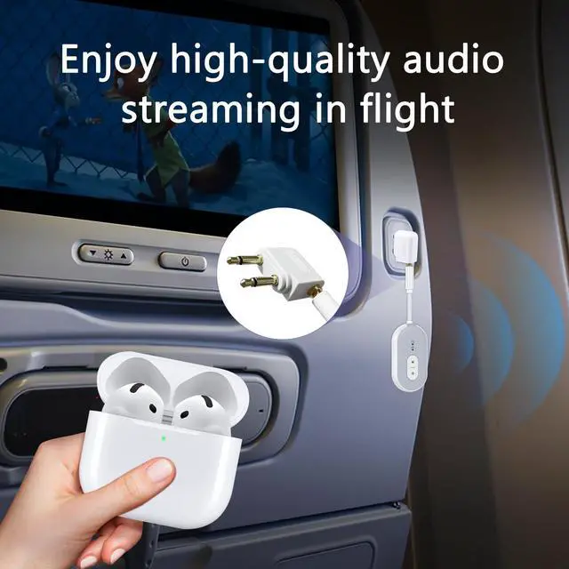 Alt view image 2 of 7 - Bluetooth 5.3 Adapter for Airplane, Bluetooth Transmitter Receiver for 2 AirPods or BT Devices, Low Latency, Audio Adpater with 3.5mm Jack & RCA Cable for TV PC Gym Switch Car/Home Stereo