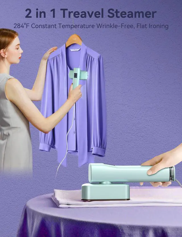 Alt view image 4 of 7 - Steamer for Clothes,Portable 2-in-1 Travel Steamer&Iron,15s Fast Heat-up,100ml Water Tank,Ironing Gloves,25 Min Powerful Continuous Steam,1000W&4 Modes Light Steam Iron for Travel&Home(Mint)