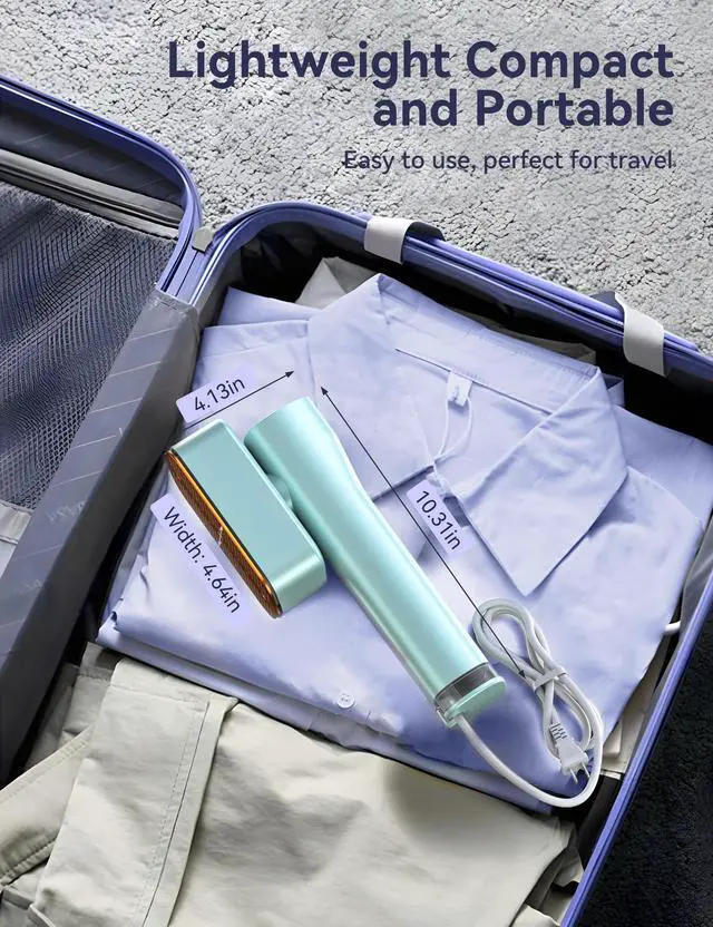 Alt view image 6 of 7 - Steamer for Clothes,Portable 2-in-1 Travel Steamer&Iron,15s Fast Heat-up,100ml Water Tank,Ironing Gloves,25 Min Powerful Continuous Steam,1000W&4 Modes Light Steam Iron for Travel&Home(Mint)