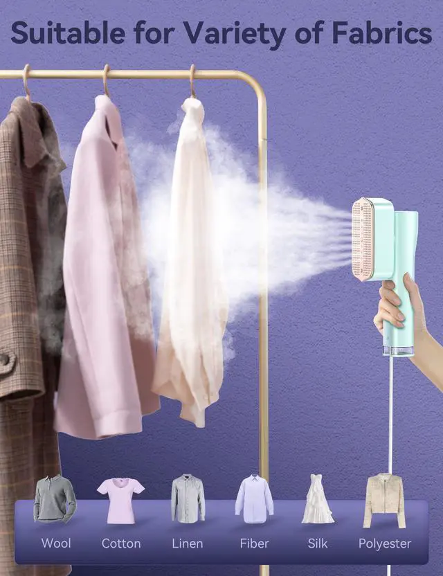 Alt view image 5 of 7 - Steamer for Clothes,Portable 2-in-1 Travel Steamer&Iron,15s Fast Heat-up,100ml Water Tank,Ironing Gloves,25 Min Powerful Continuous Steam,1000W&4 Modes Light Steam Iron for Travel&Home(Mint)