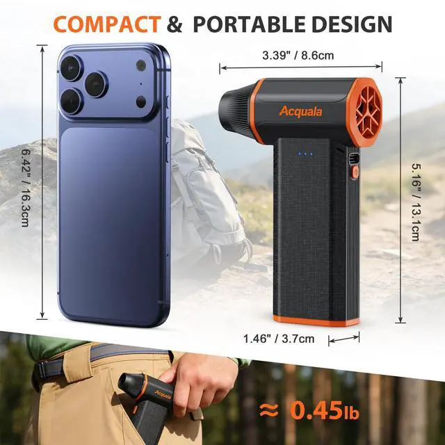 Alt view image 6 of 7 - Electric Air Duster, 160000RPM Ultra Powerful Compressed Air Duster, 3-Gear Adjustable Air Blower, Rechargeable Cordless Mini Blower for Keyboard, Computer, Electronics, Car, Home & Outdoor Cleaning