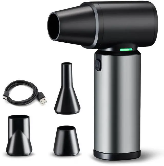 Main image of Compressed Air Duster Rechargeale, 300000 RPM Duster Blower with LED Light, 3-Gear Adjustable PC Duster for Keyboard, Metal Air Blower for Car Detailing, Pet Car Drying, House Cleaning