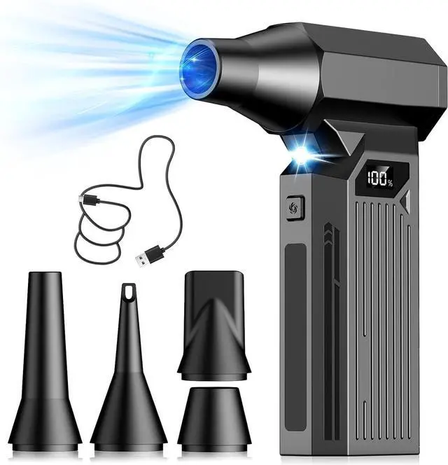 Main image of Compressed Air Duster-130000RPM Super Power Cordless Air Duster, Rechargeable Brushless Motor Durable Blower, 4-Gear Adjustable Dust Blower for Computer, Keyboard, Outdoor, House and Car