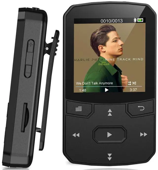Main image of 64GB Clip-On MP3 Player with Bluetooth 5.3 Auto-Reconnect, Portable Music Player with Simple Button Controls for Running & Sports, FM Radio, Voice Recorder, Supports 128GB Micro SD Card, Black