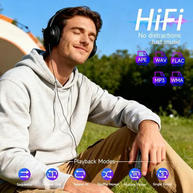 Alt view image 6 of 7 - 64GB USB MP3 Player with Bluetooth 5.3, Clip Music Player for Running Workout Walking, Bookmarks & Resume Playback, Physical Buttons, FM Radio, Voice Recorder, Supports Smartphone File Transfer