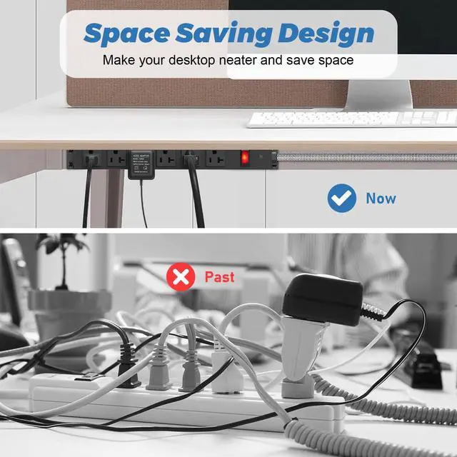 Alt view image 6 of 7 - 20 Amp Power Strip with 5-20P/T- Plug, Heavy Duty High Amp Metal Surge Protector, Mountable Industrial Power Strip with 6AC Outlets(5-20R) and Circuit Breaker, 10FT 12AWG Extension Cord