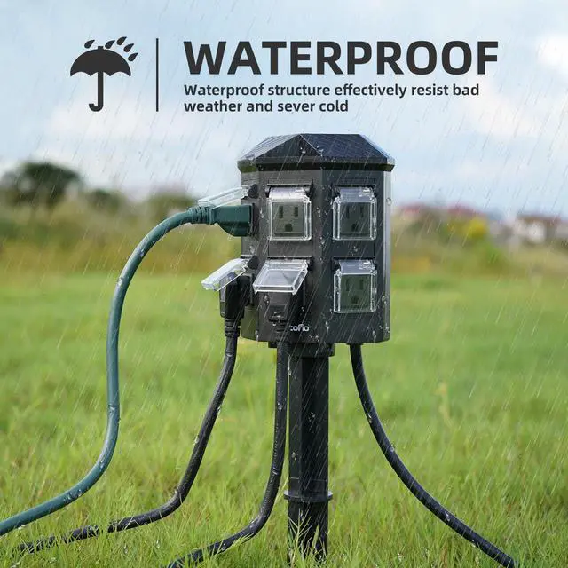 Alt view image 3 of 4 - Outdoor Remote Control Power Strip, 25FT Extension Cord Waterproof, Independent Control Outlets, 6 Grounded Outlets for Outdoor Decorations, 14 AWG, 15A/1875W, ETL Listed (25 FT)