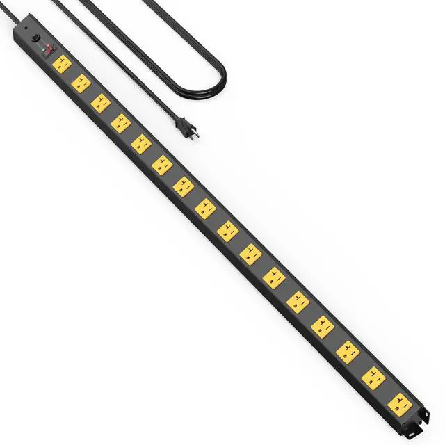 Main image of 16 Outlet Long Power Strip, 6FT Heavy Duty Power Strip with 4800J Surge Protection, 20a Mountable Wide-Spaced Outlets for Home, Office, Garage & Workshop - ETL Certified