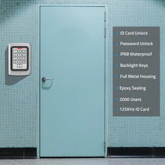 Alt view image 6 of 7 - Universal Wired Access Control Keypad, 12V DC Metal Door Keypad, PIN Code & ID Card Key pad, IP68 Waterproof, 2000 Users, for Garage Door, Gate Opener, Magnetic Lock and Access Control Systems