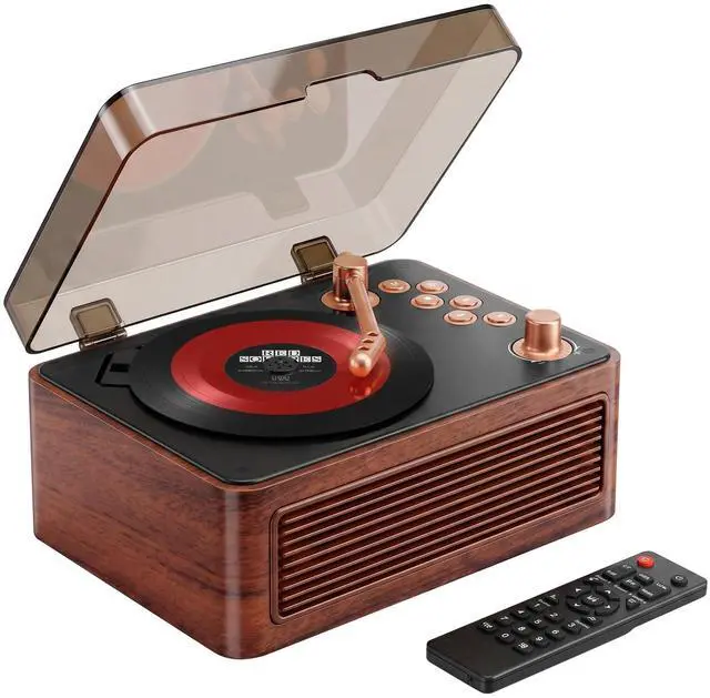 Main image of Portable CD Player with Speaker Retro Wood, 3600 mAh Nostalgic CD Music Player Bluetooth for Home with FM Radio Remote Support USB & AUX Playback, Vintage Gift for Men Women Birthday Christmas